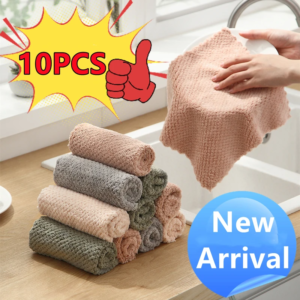 New 10PCS Microfiber Non-stick Oil Absorbent DishCloth